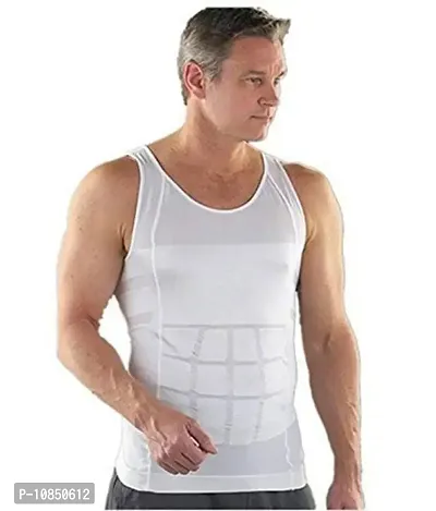 RUBS Slim and Lift Tummy Tucker Slimming Body Shaper Vest/Men's Undershirt Vest to Look Slim Instantly (XXL-XXXL, White)-thumb2