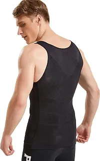 RUBS Men?s Slimming Body Shaper Vest Shirt Abs Abdomen Slim Stretchable Tummy Tucker Vest (Black-S)-thumb2