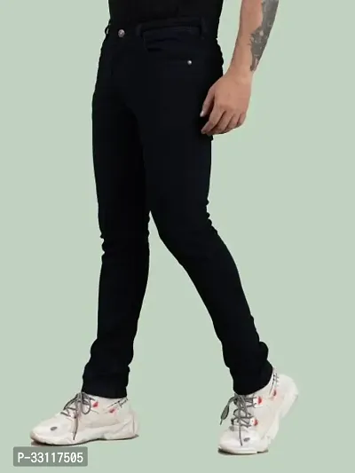 Stylish Regular Mid Rise Black Jeans for Men-thumb0