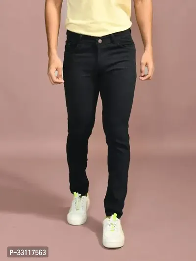 Men regular mid rise Black jeans-thumb0