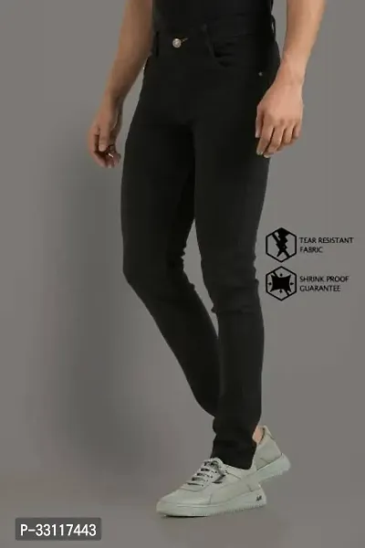 Stylish Regular Mid Rise Black Jeans for Men-thumb0