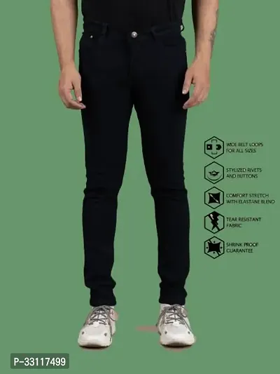 Stylish Regular Mid Rise Black Jeans for Men-thumb0