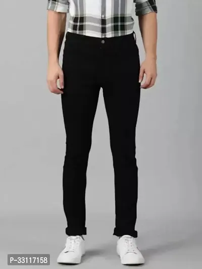 Men regular mid rise Black jeans-thumb0