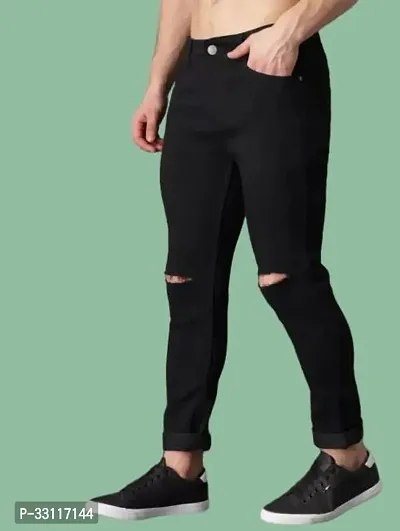 Men regular mid rise Black jeans-thumb0