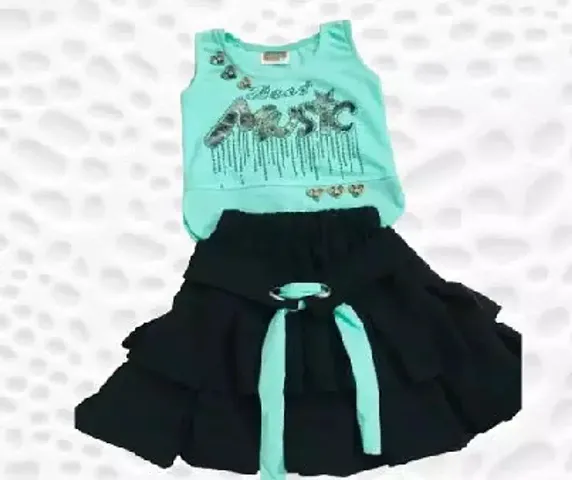 Stylish Fancy Designer Blend Top With Bottom Set For Girls