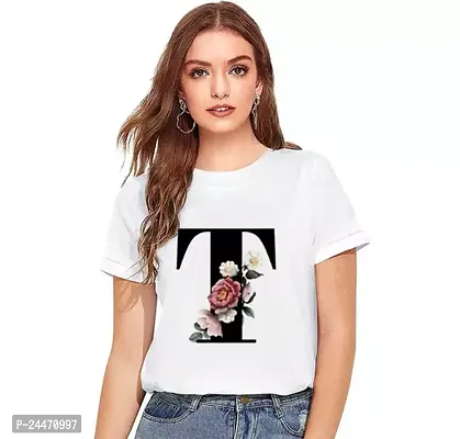 Elegant White Polyester Printed Tshirt For Women-thumb0