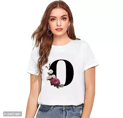 Elegant White Polyester Printed Tshirt For Women