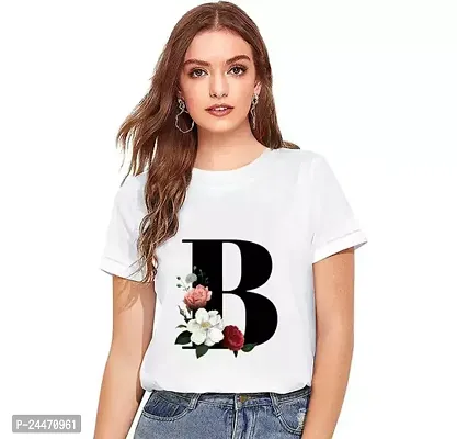 Elegant White Polyester Printed Tshirt For Women