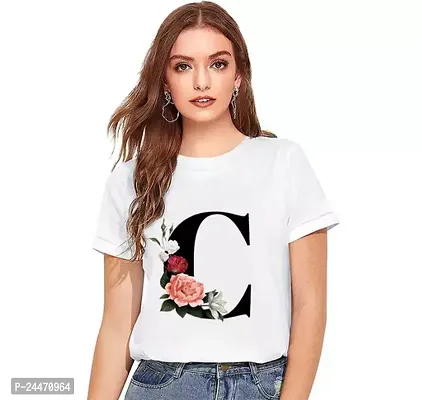 Elegant White Polyester Printed Tshirt For Women-thumb0