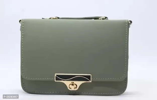 Stylish Green PU Solid Sling Bags For Women