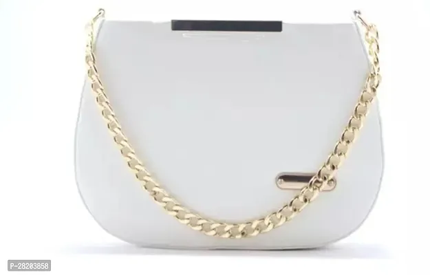 Stylish White PU Solid Sling Bags For Women