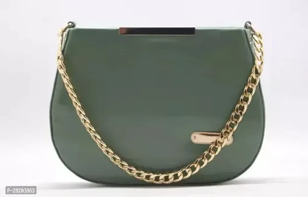 Stylish Green PU Solid Sling Bags For Women