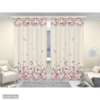 FDV 3D Flowers Digital Printed Polyester Fabric Curtains for Bed Room, Living Room Kids Room Color Pink Window/Door/Long Door (D.N.273) (1, 4 x 7 Feet (Size: 48 x 84 Inch) Door)