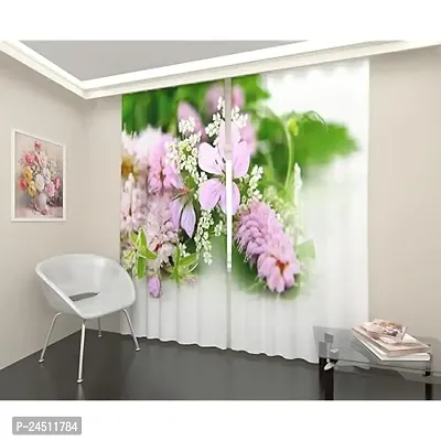 FDV 3D Flowers Digital Printed Polyester Fabric Curtains for Bed Room, Living Room Kids Room Color Pink Window/Door/Long Door (D.N.218) (1, 4 x 7 Feet (Size: 48 x 84 Inch) Door)