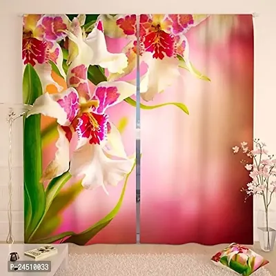 FDV 3D Flowers Digital Printed Polyester Fabric Curtains for Bed Room, Living Room Kids Room Color Pink Window/Door/Long Door (D.N.208) (1, 4 x 7 Feet (Size: 48 x 84 Inch) Door)