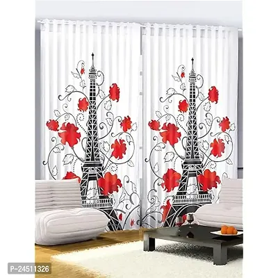 FDV 3D Eiffel Towers Digital Printed Polyester Fabric Curtains for Bed Room, Living Room Kids Room Color White Window/Door/Long Door (D.N.200) (1, 4 x 7 Feet (Size: 48 x 84 Inch) Door)-thumb0