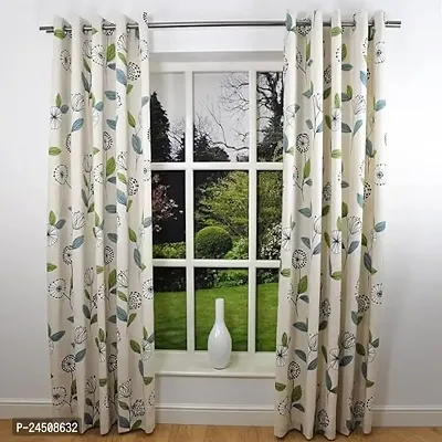 FDV 3D Flowers n Leaves Digital Printed Polyester Fabric Curtains for Bed Room, Living Room Kids Room Color White Window/Door/Long Door (D.N.228) (1, 4 x 7 Feet (Size: 48 x 84 Inch) Door)-thumb0