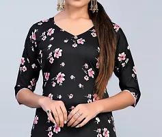 Tanvi Creation Straight Black Printed Crepe Kurta-thumb4