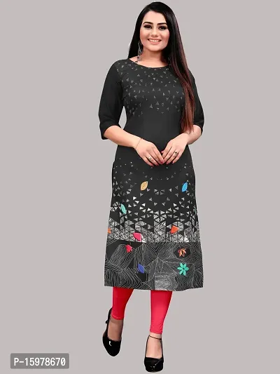 Tanvi Creation A-Line Multicoloured Printed Crepe Kurta-thumb0