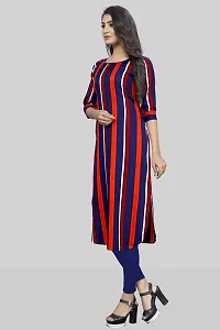 Tanvi Creation A-Line Red Striped Crepe Kurta-thumb3