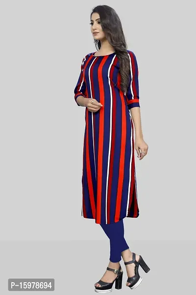 Tanvi Creation A-Line Red Striped Crepe Kurta-thumb4