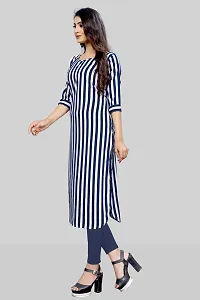 Tanvi Creation A-Line Blue Striped Crepe Kurta-thumb3