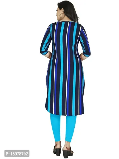 Tanvi Creation A-Line Blue Striped Crepe Kurta-thumb4