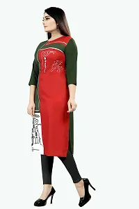 Tanvi Creation A-Line Red Printed Crepe Kurta-thumb2