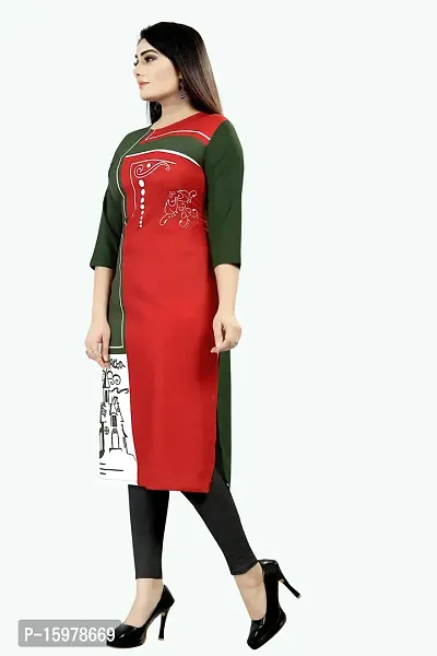 Tanvi Creation A-Line Red Printed Crepe Kurta-thumb3