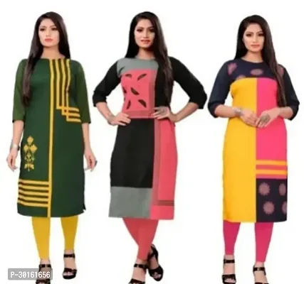 Fancy Crepe Kurtas For Women Pack Of 3-thumb0