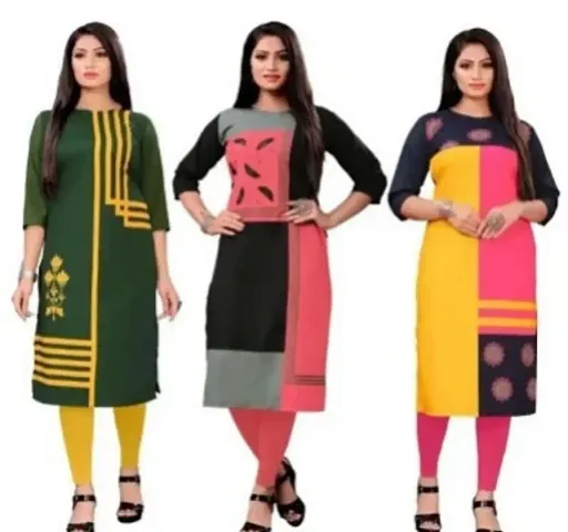 Fancy Crepe Kurtas For Women Pack Of 3