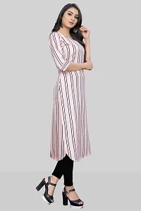 Tanvi Creation A-Line Pink Striped Crepe Kurta-thumb2