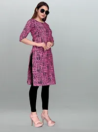 Tanvi Creation A-Line Pink Striped Crepe Kurta-thumb2