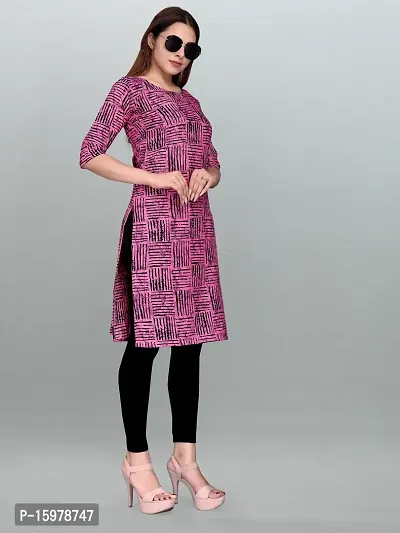 Tanvi Creation A-Line Pink Striped Crepe Kurta-thumb3