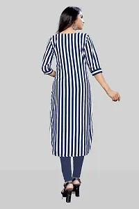 Tanvi Creation A-Line Blue Striped Crepe Kurta-thumb1