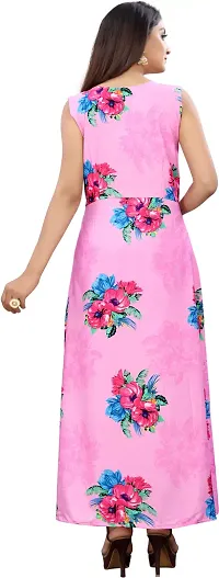 Tanvi Creation Maxi Kurta Pink Printed Crepe Kurta-thumb1