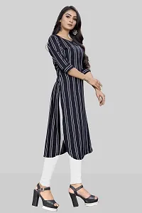 Tanvi Creation A-Line Black Striped Crepe Kurta-thumb2