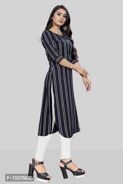 Tanvi Creation A-Line Black Striped Crepe Kurta-thumb3