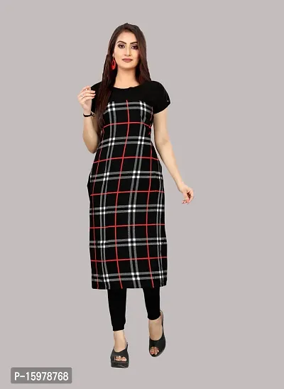 Tanvi Creation A-Line Black Striped Crepe Kurta-thumb0