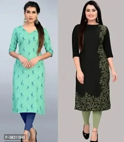 Fancy Crepe Printed Kurtas For Women Pack Of 2