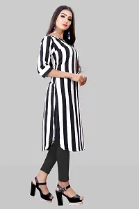 Tanvi Creation A-Line White Striped Crepe Kurta-thumb2