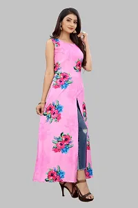 Tanvi Creation Maxi Kurta Pink Printed Crepe Kurta-thumb2