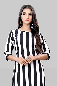 Tanvi Creation A-Line White Striped Crepe Kurta-thumb3