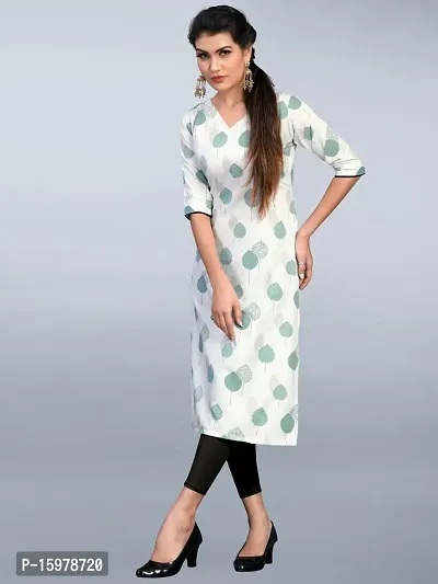 Tanvi Creation Straight White Printed Crepe Kurta-thumb5