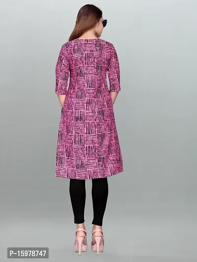 Tanvi Creation A-Line Pink Striped Crepe Kurta-thumb2