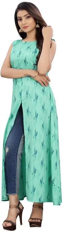 Tanvi Creation Maxi Kurta Green Printed Crepe Kurta-thumb3