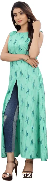 Tanvi Creation Maxi Kurta Green Printed Crepe Kurta-thumb4