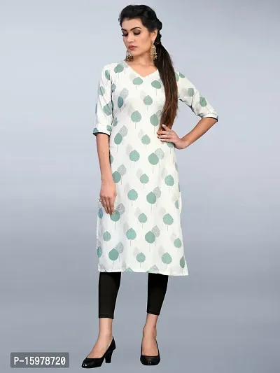 Tanvi Creation Straight White Printed Crepe Kurta