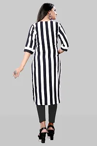 Tanvi Creation A-Line White Striped Crepe Kurta-thumb1