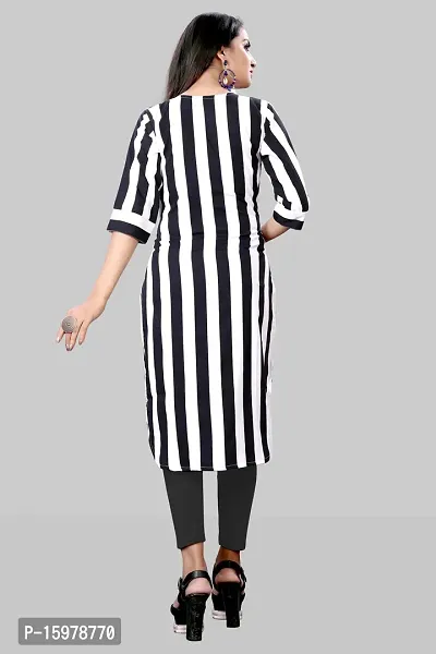 Tanvi Creation A-Line White Striped Crepe Kurta-thumb2